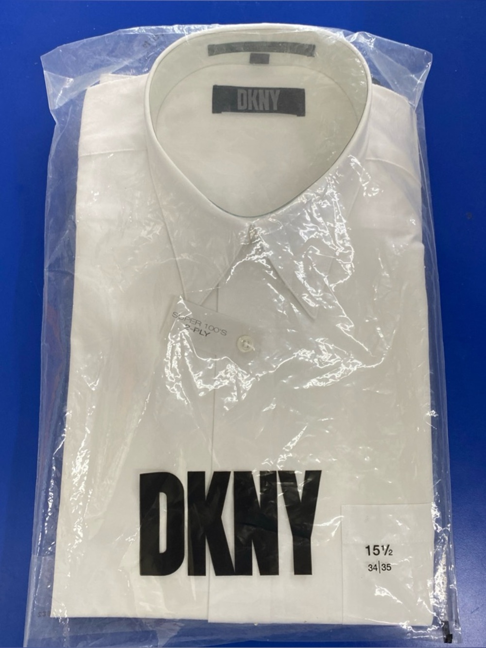 DKNY White Dress Shirt NWT 15.5 34/35 Super 100s Cotton Mens New Old Stock